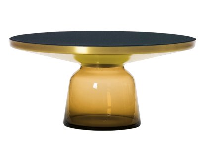 Bell Couchtisch, Messing, klar lackiert, Bernsteinorange