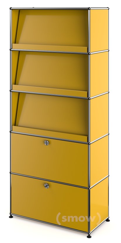 USM Haller Aktenregal mit 3 Schrägtablaren, Goldgelb RAL 1004