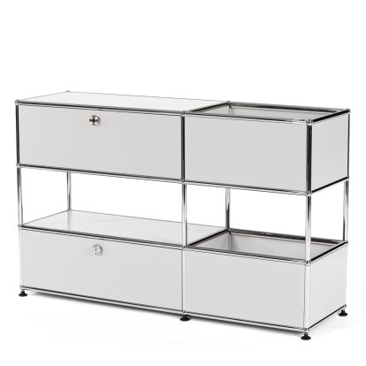 USM Haller Kinder Sideboard M mit Aufbewahrungsboxen, Einfarbig, Lichtgrau RAL 7035, Mit Klappe
