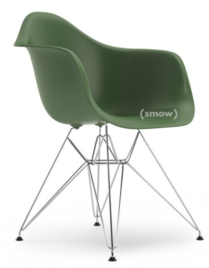 Eames Plastic Armchair DAR, Forest, Ohne Polsterung, Ohne Polsterung, Standardhöhe - 43 cm, Verchromt