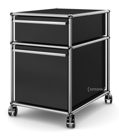 USM Haller Rollcontainer mit Hängeregistratur, Kein Schloss, Graphitschwarz RAL 9011