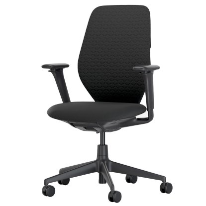 ACX Soft Bürodrehstuhl, Ohne Vorwärtsneigung, mit Sitztiefenverstellung, Höhenverstellbare Armlehnen F, Tiefschwarz, Sitz Grid Knit, nero, Weiche Rolle für harte Böden
