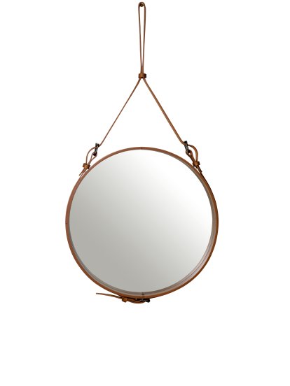 Adnet Circulaire Wandspiegel, Ø 58 cm, Braun