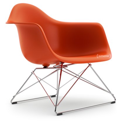 Eames Plastic Armchair LAR, Rot (poppy red), Ohne Polsterung, Verchromt