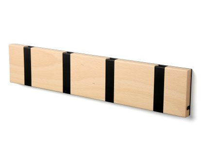 Knax, 4 Haken, schwarz, Buche klarlackiert