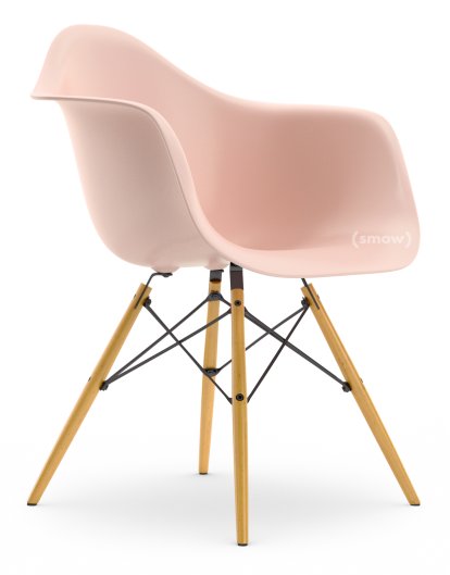 Eames Plastic Armchair DAW, Zartrosé, Ohne Polsterung, Ohne Polsterung, Standardhöhe - 43 cm, Ahorn gelblich