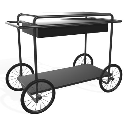 M4RS Servierwagen, Schwarz lackiert / schwarz, Ohne Flaschenhalter