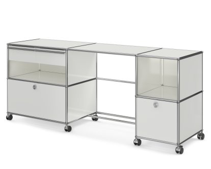 USM Haller Schreibtisch Typ 3, Reinweiß RAL 9010, Hart für Teppichboden