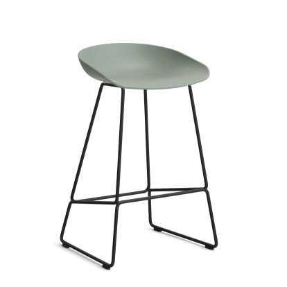 About A Stool AAS 38 Barhocker, Küchenvariante: Sitzhöhe 64 cm, Stahl pulverbeschichtet schwarz, Fall green 2.0
