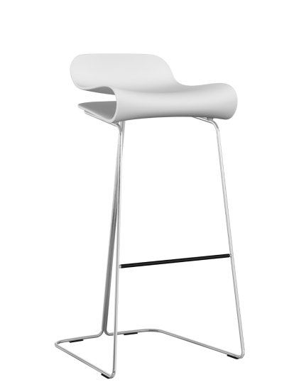 BCN Barhocker, Weiß, Stahl, verchromt, Barvariante: 76 cm