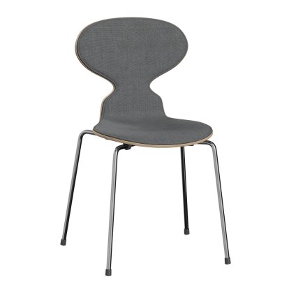 Ameise 3101 Stuhl mit Frontpolster, Holz klar lackiert, Walnuss natur, Remix 143 - Grau, Chrome