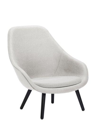 About A Lounge Chair High AAL 92 Loungestuhl, Divina Melange 120 - hellgrau, Eiche schwarz lackiert, Mit Sitzkissen