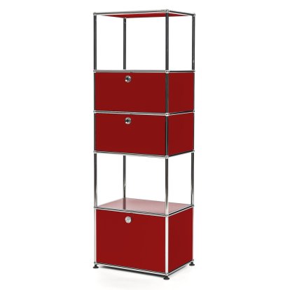 USM Haller Wohnzimmer Regal M Typ 2, USM rubinrot, Mit 2 Klappen und 1 Auszug (inkl. Einlegerahmen)