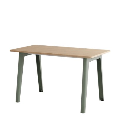 New Modern Schreibtisch, Metall/Holz, 130 x 70 cm, Ohne Aufbewahrungsmodul, Eukalyptusgrau