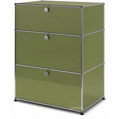 USM Haller Kommode mit 3 Schubladen, H 95 + 4 x B 75 x T 50 cm, Olivgrün RAL 6003