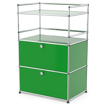 USM Haller Bar Highboard, USM grün, Mit 2 Klappen