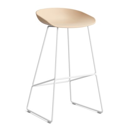 About A Stool AAS 38 Barhocker, Barvariante: Sitzhöhe 74 cm, Stahl pulverbeschichtet weiß, Pale peach 2.0