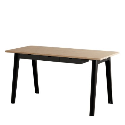 New Modern Schreibtisch, Metall/Holz, 150 x 70 cm, Mit Aufbewahrungsmodul, Graphitschwarz