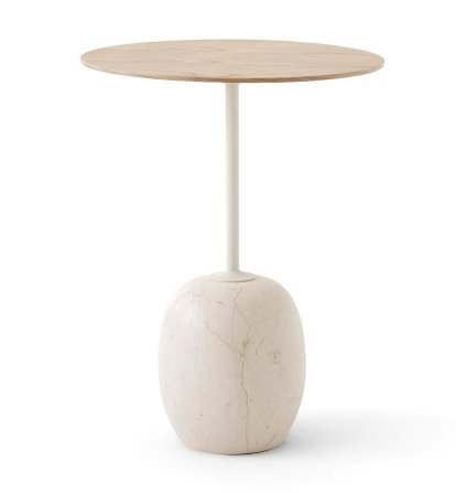 Lato Beistelltisch LN8 / LN9, Rund (Ø 40 cm), Oak / Crema Diva Marmor