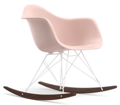 Eames Plastic Armchair RAR, Zartrosé, Beschichtet weiß, Ahorn dunkel