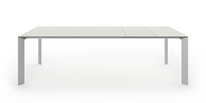 Nori Esstisch, Laminat sandgrau, L 166-260 x B 100 cm, Aluminium eloxiert