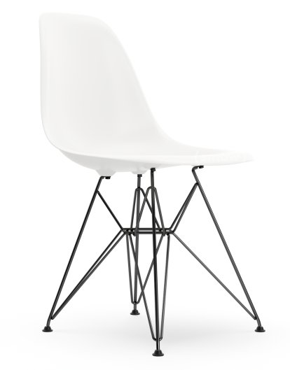 Eames Plastic Side Chair DSR, Weiß non-RE, Ohne Polsterung, Ohne Polsterung, Standardhöhe - 43 cm, Beschichtet basic dark