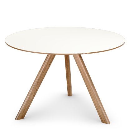 Copenhague Round Tisch CPH20, Ø 120 x H 74, Eiche lackiert, Linoleum off-white