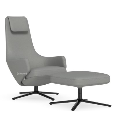 Repos, Sessel Repos & Ottoman, Stoff Dumet kiesel melange, 45 cm, Basic dark