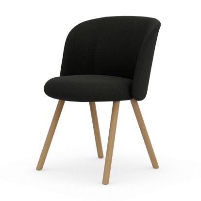 Mikado Stuhl, Vierbein-Untergestell, 4-Bein, Eiche natur, Dumet, Carbon / Schwarz, Gleiter für Teppichboden
