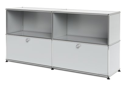 USM Haller Sideboard L, individualisierbar, Lichtgrau RAL 7035, Offen, Mit 2 Klappen
