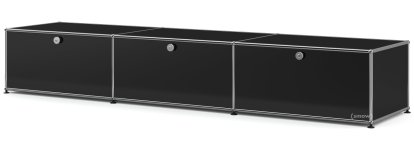 USM Haller Lowboard XL, individualisierbar, Graphitschwarz RAL 9011, Mit 3 Klappen, 50 cm