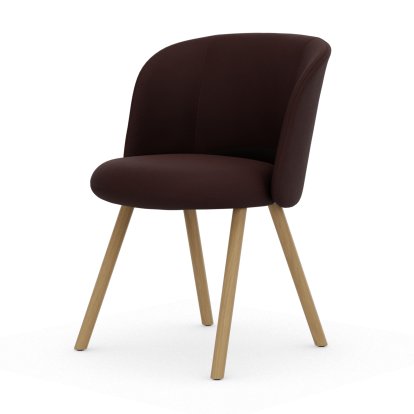 Mikado Stuhl, Vierbein-Untergestell, 4-Bein, Eiche natur, Plano, Dunkelrot / nero, Filzgleiter für harte Böden