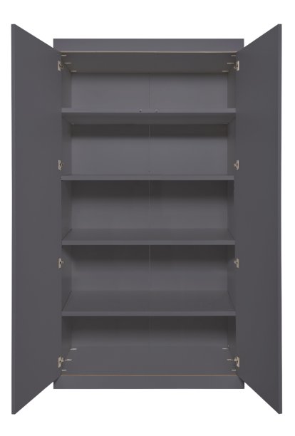 Flai Schrank, Groß (216 x 118 x 61 cm), Melamin anthrazit mit Birkenkante, Ausstattung 2