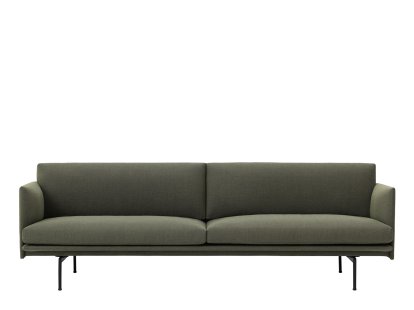 Outline Sofa, Dreisitzer, Stoff Fiord 961 - Greyish-green, Aluminium, schwarz