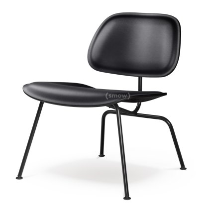 LCM / LCM Leather Loungestuhl, Esche schwarz, Sitz Leder nero, Pulverbeschichtet basic dark glatt