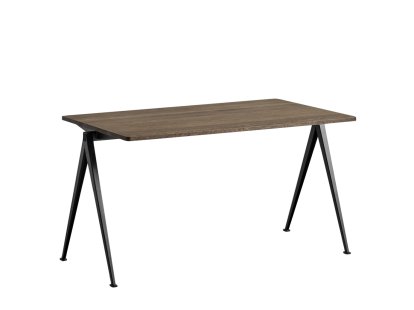 Pyramid Tisch 01, L 140 x B 75 x H 74 cm, Eiche geräuchert, Stahl pulverbeschichtet schwarz