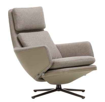 Grand Relax Loungesessel, Ohne Ottoman, Stoff Cosy, fossil / Leder Forte, sand, Basic dark, 41,5 cm