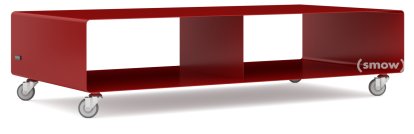 TV Lowboard R 200, Einfarbig, Rubinrot (RAL 3003), Industrierollen