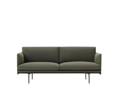 Outline Sofa, Zweisitzer, Stoff Fiord 961 - Greyish-green, Aluminium, schwarz