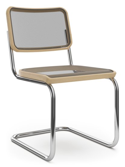 S 32 N Pure Materials Freischwinger, Eiche geölt, Verchromt, Kunststoffgleiter schwarz mit Filz