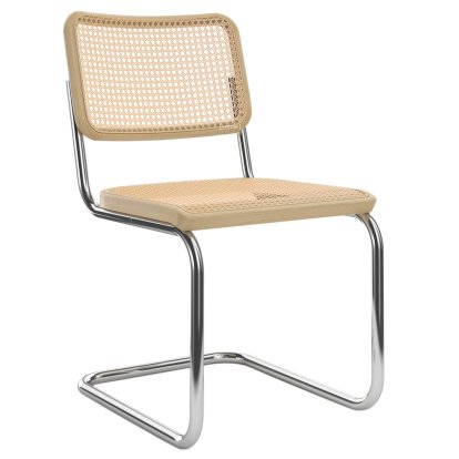 S 32 V Pure Materials Freischwinger, Eiche / natur, Verchromt, Ohne Gleiter