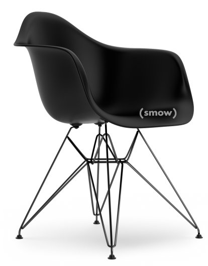 Eames Plastic Armchair DAR, Tiefschwarz, Ohne Polsterung, Ohne Polsterung, Standardhöhe - 43 cm, Beschichtet basic dark