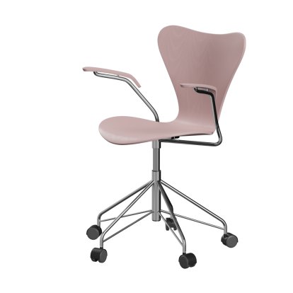 Serie 7 Drehstuhl 3117/3217 New Colours, Mit Armlehnen, Gefärbte Esche, Pale rose, Chrome