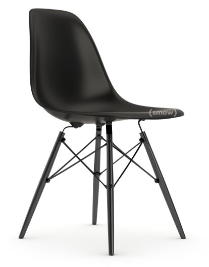 Eames Plastic Side Chair DSW, Tiefschwarz, Ohne Polsterung, Ohne Polsterung, Standardhöhe - 43 cm, Ahorn schwarz