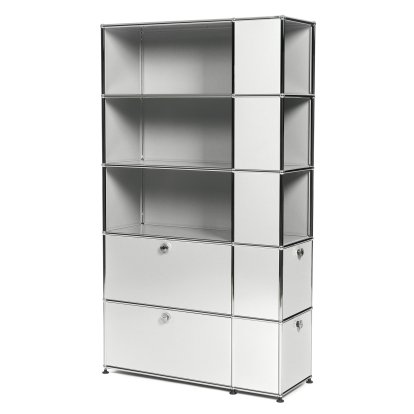 USM Haller Bücherregal mit seitlichen Fächern, Lichtgrau RAL 7035